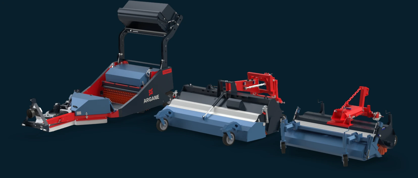 Rendu 3D — gamme de balayeuses Argane
